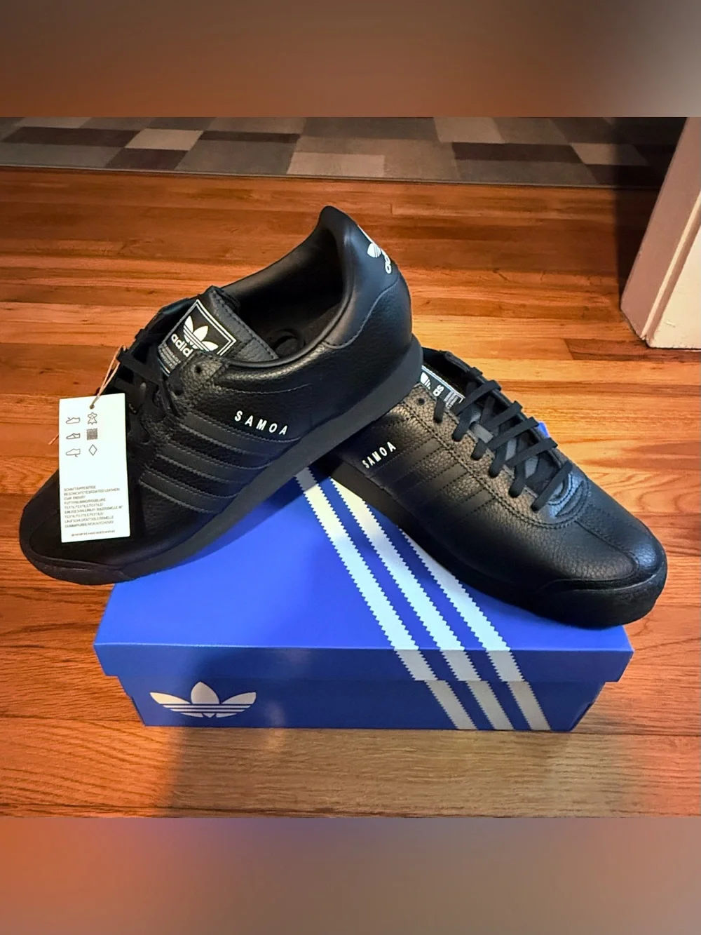 adidas Samoa Men's Black Leather Sneakers